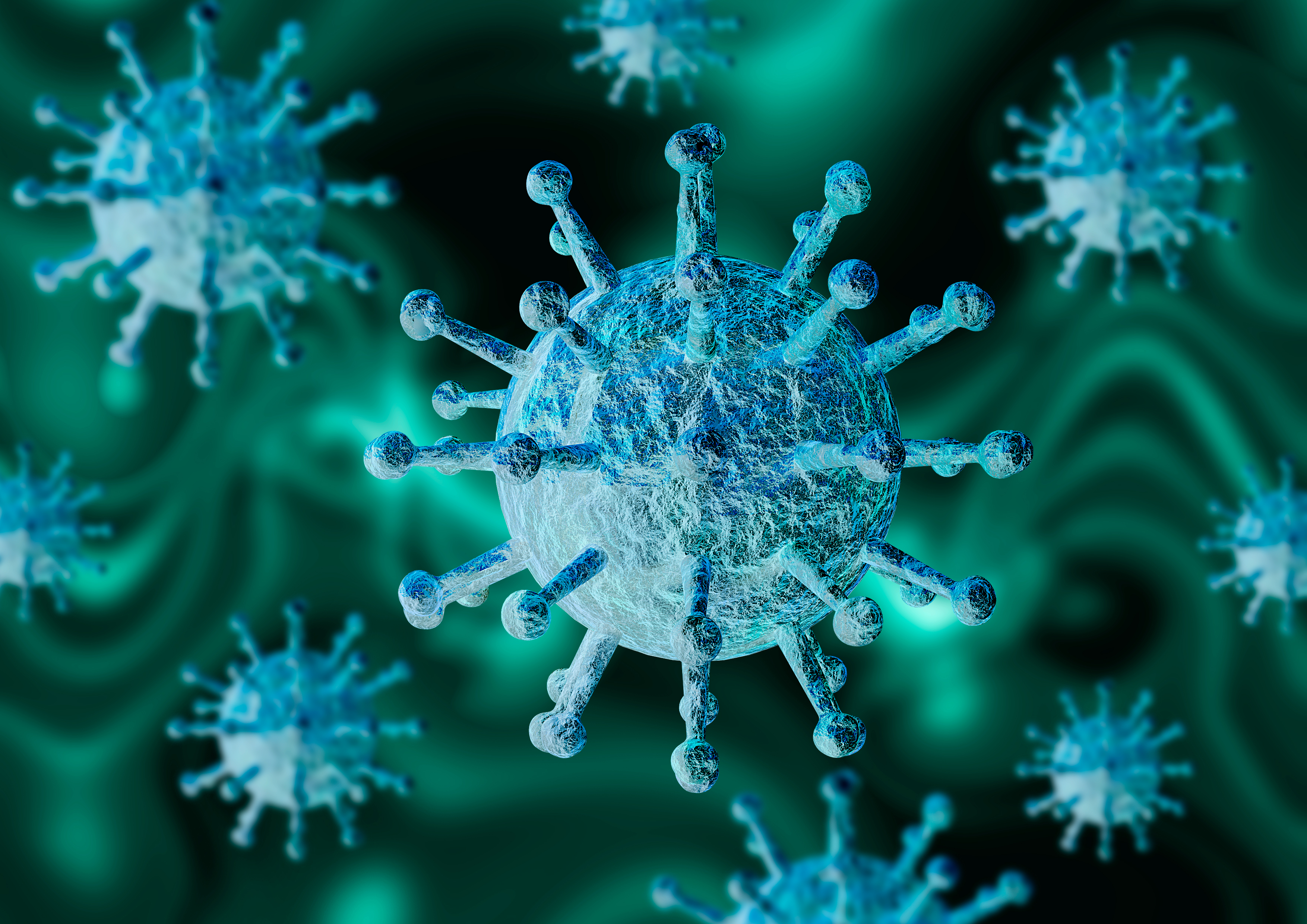virus image blue and green