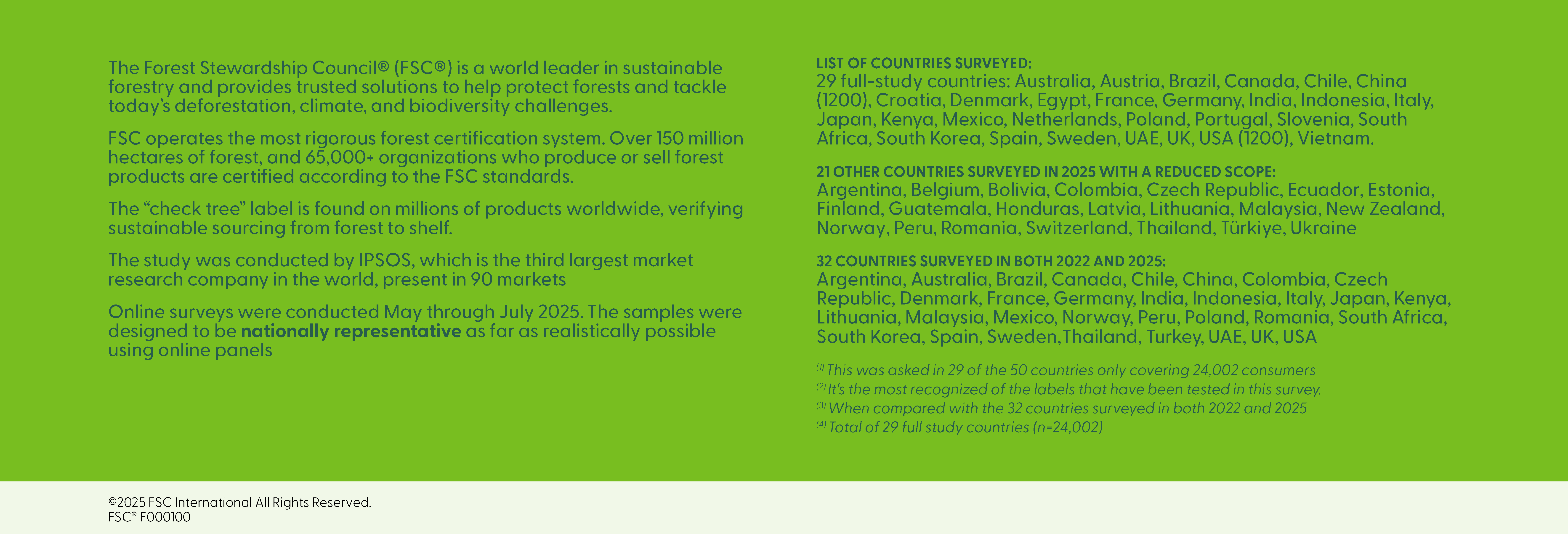 Footnote FSC x Ipsos Global Consumer Survey 2025