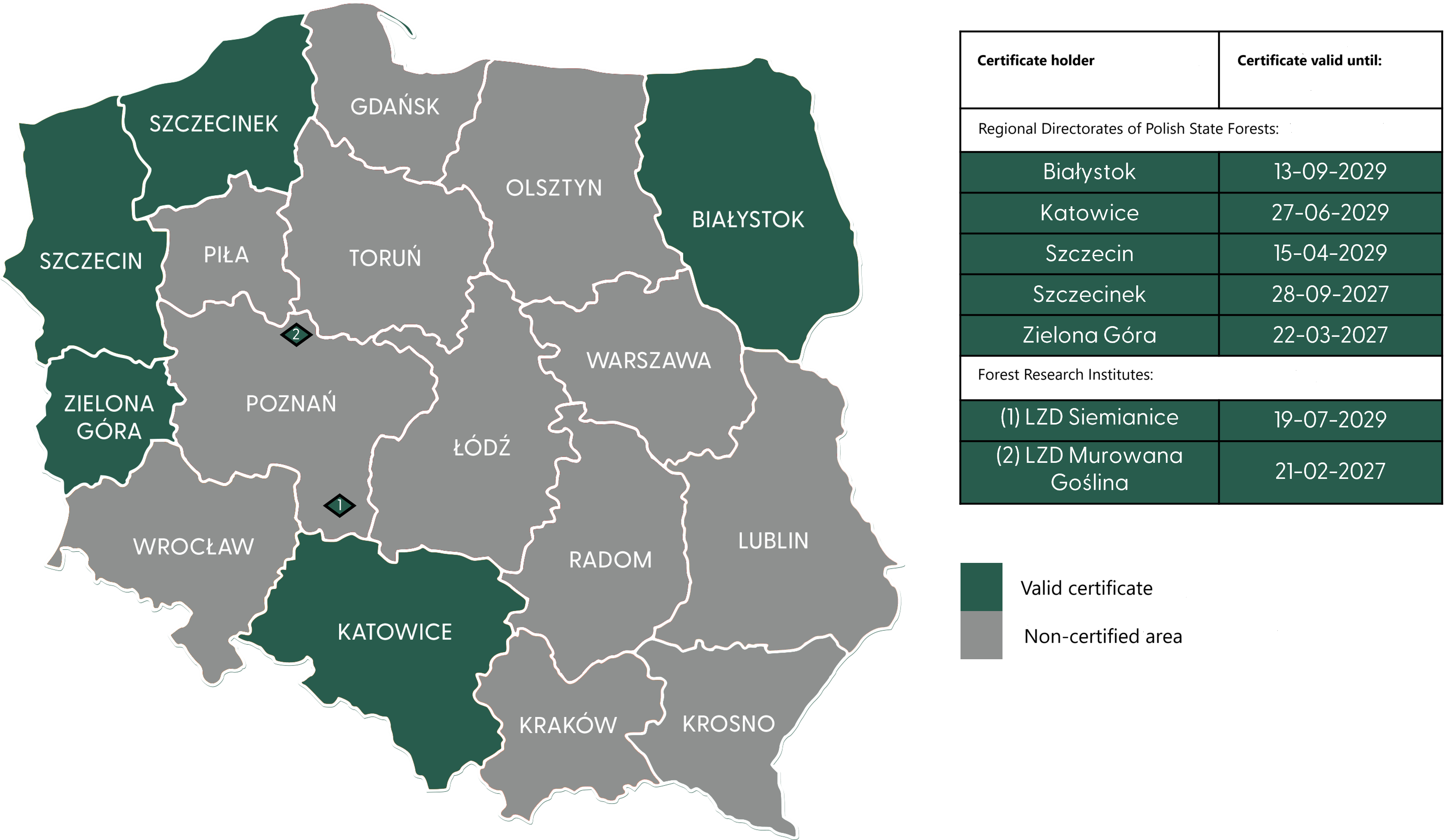 Map of FM certification in Poland as of Oct 2024