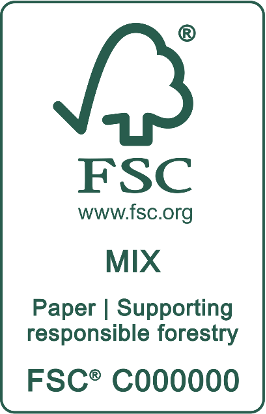 New FSC MIX Label with text "Supporting responsible forestry"