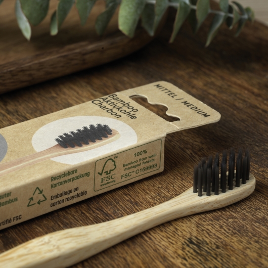 Bamboo toothbrush with FSC label