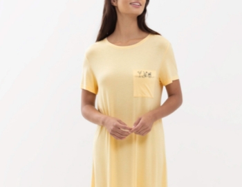 Woman modeling yellow night shirt